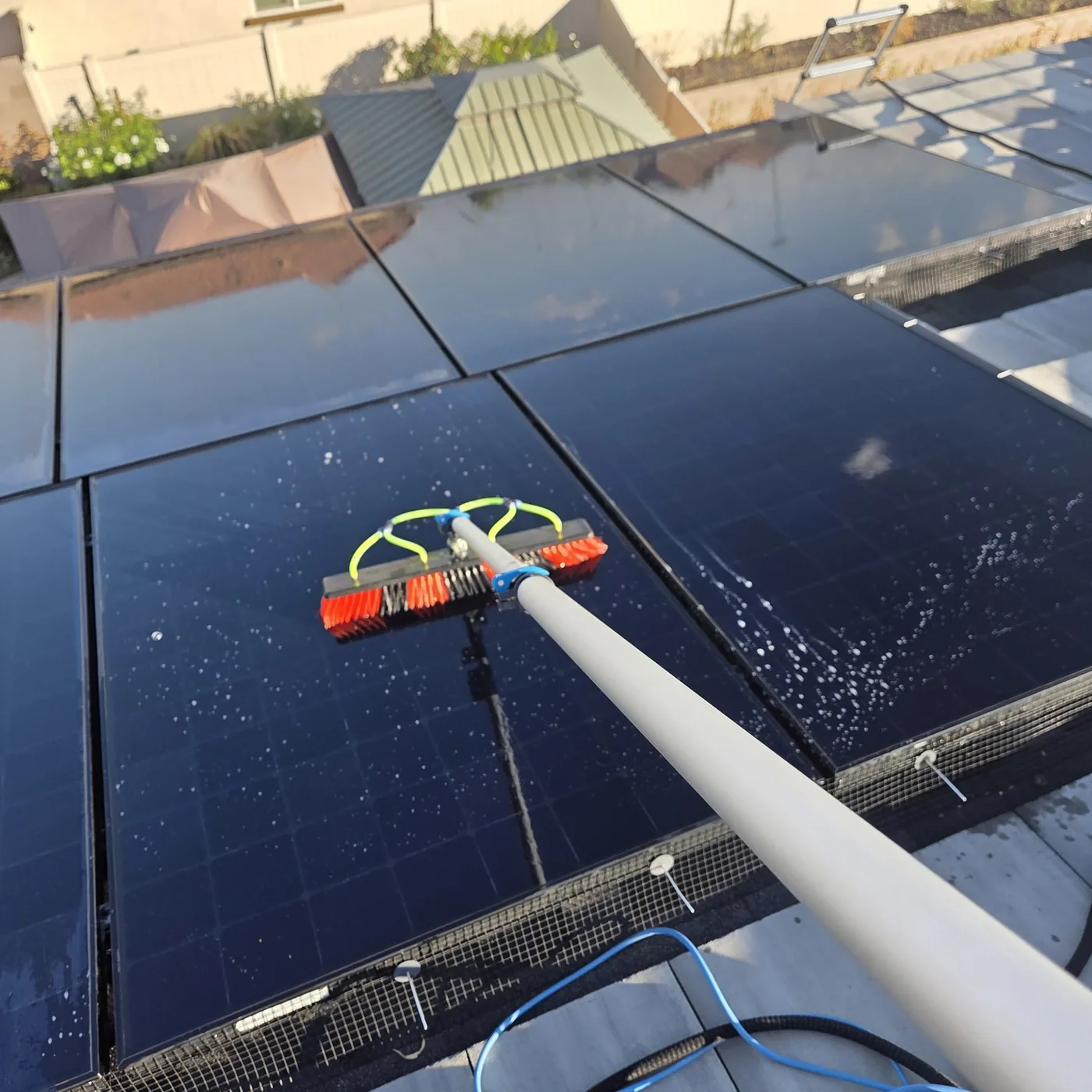 Professional brush cleaning solar panels
