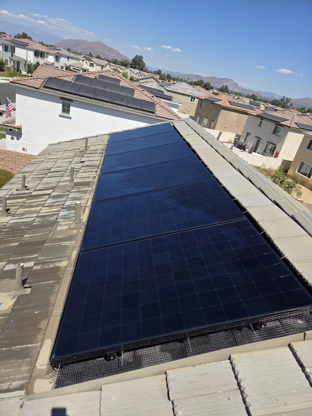 Large clean solar panel array